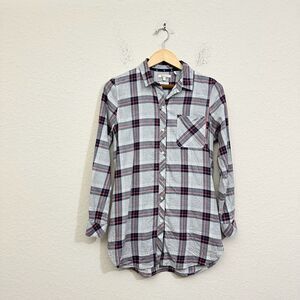 BARBOUR Plaid Deepsea Shirt Tunic Fit Roll Tab Sleeve Cotton Pockets